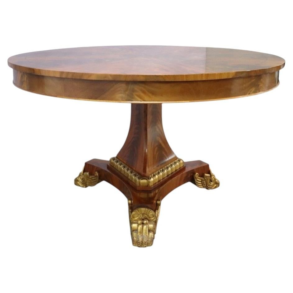 Pierre Cronje custom flame mahogany dining table with gilt wood base (1 of 8)
