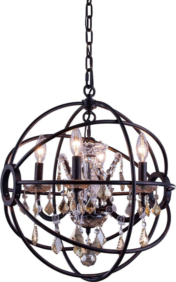 Elegant Lighting Geneva Pendant Lamp Royal-Cut Crystal Dark Bronze (1 of 1)