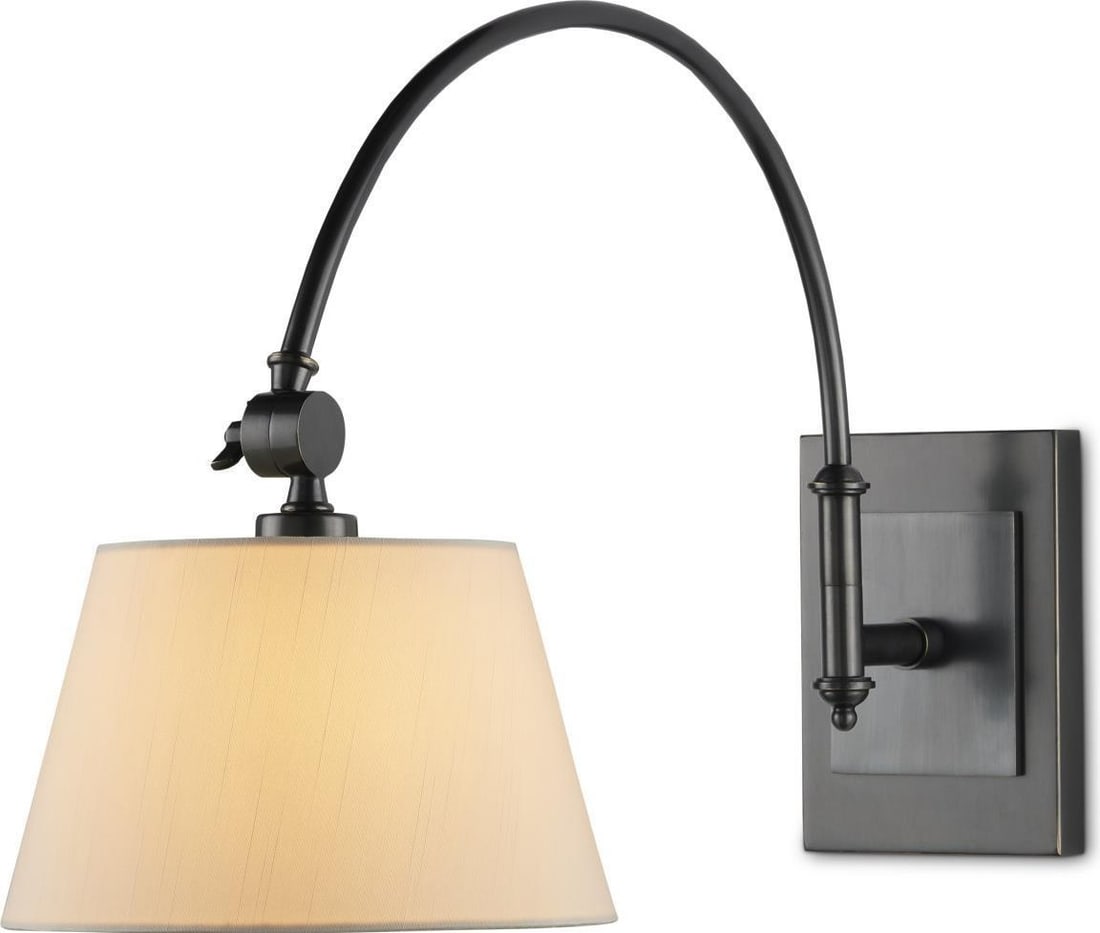 Currey Classic Ashby Swing-Arm Wall Sconce Oil-Rubbed Bronze: Currey Classic Ashby Swing-Arm Wall Sconce Oil-Rubbed Bronze Enhance your space with the Classic Ashby Bronze Sconce, a stunning example of timeless design that combines functionality and style. This 