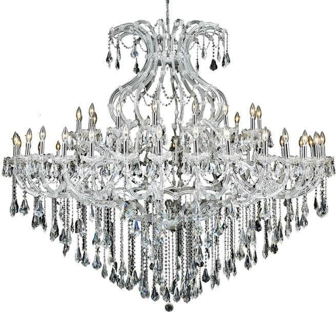 Elegant Lighting Maria Theresa Chrome Bowl Chandelier 49 Bulbs Rococo Style: Elegant Lighting Maria Theresa Chrome Bowl Chandelier 49 Bulbs Rococo Style Illuminate your space with this opulent bowl chandelier, featuring a stunning combination of chrome and royal-cut crystal. D