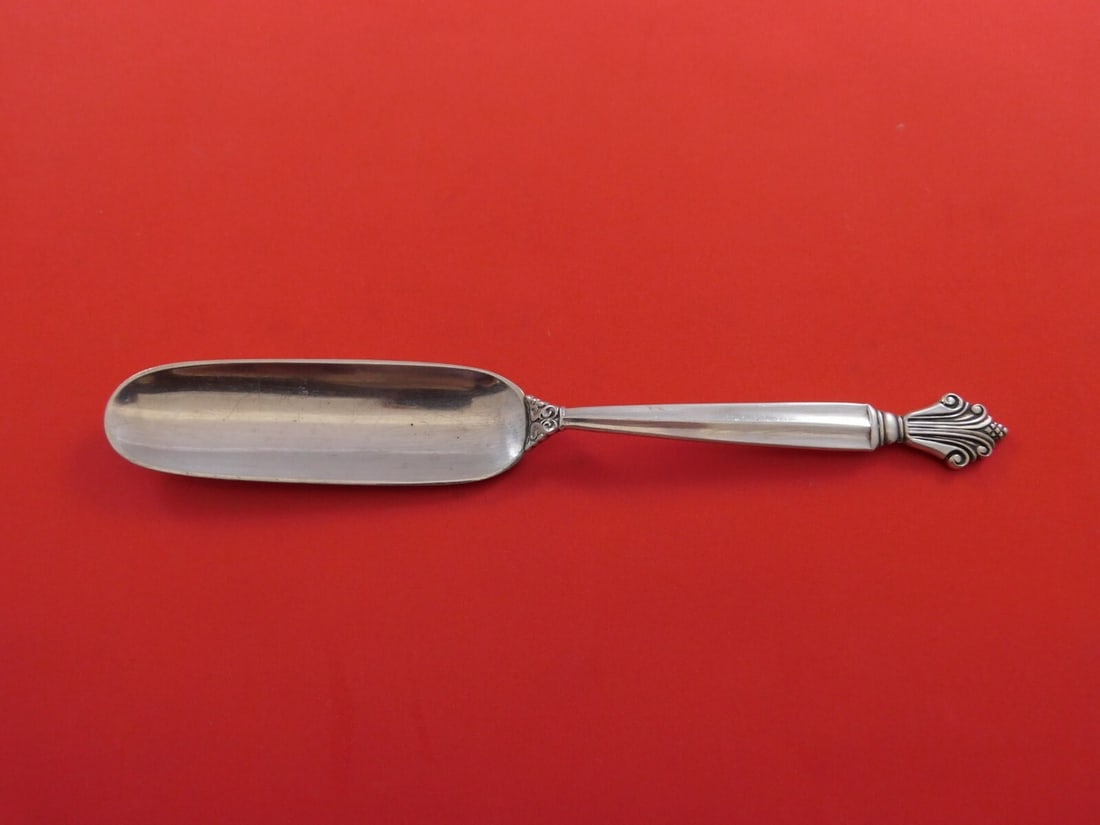 Georg Jensen Acanthus Sterling Silver Jelly Knife 7 1/4 Inch: Georg Jensen Acanthus Sterling Silver Jelly Knife 7 1/4 Inch Discover the elegance of the Acanthus jelly knife by Georg Jensen, a stunning piece crafted from sterling silver. This 7 1/4" serving knife