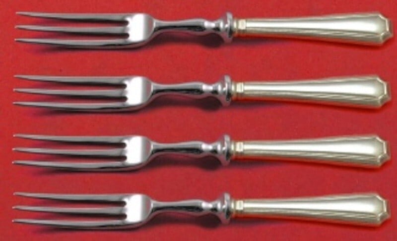 Durgin-Gorham Fairfax Sterling Silver 4pc Fruit Fork Set 6 inch: Durgin-Gorham Fairfax Sterling Silver 4pc Fruit Fork Set 6 inch Enhance your dining experience with this exquisite 4-piece fruit fork set from the acclaimed Fairfax pattern by Durgin-Gorham. Crafted f