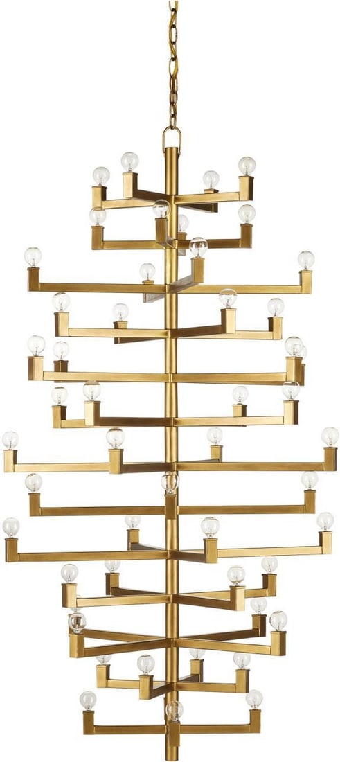 Currey Andre Grande Brass Chandelier Adjustable Lighting 71.75H (1 of 7)