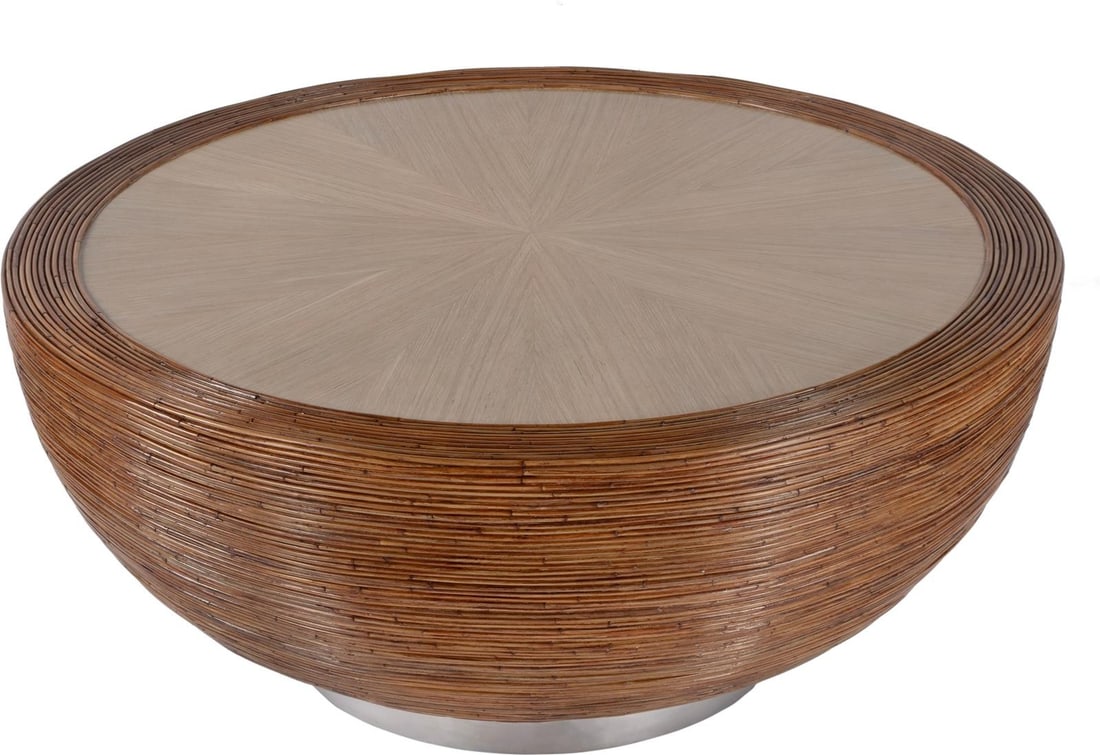 Butler Harding Gmelina Wood Drum Coffee Table 42 Inch Brown (1 of 5)