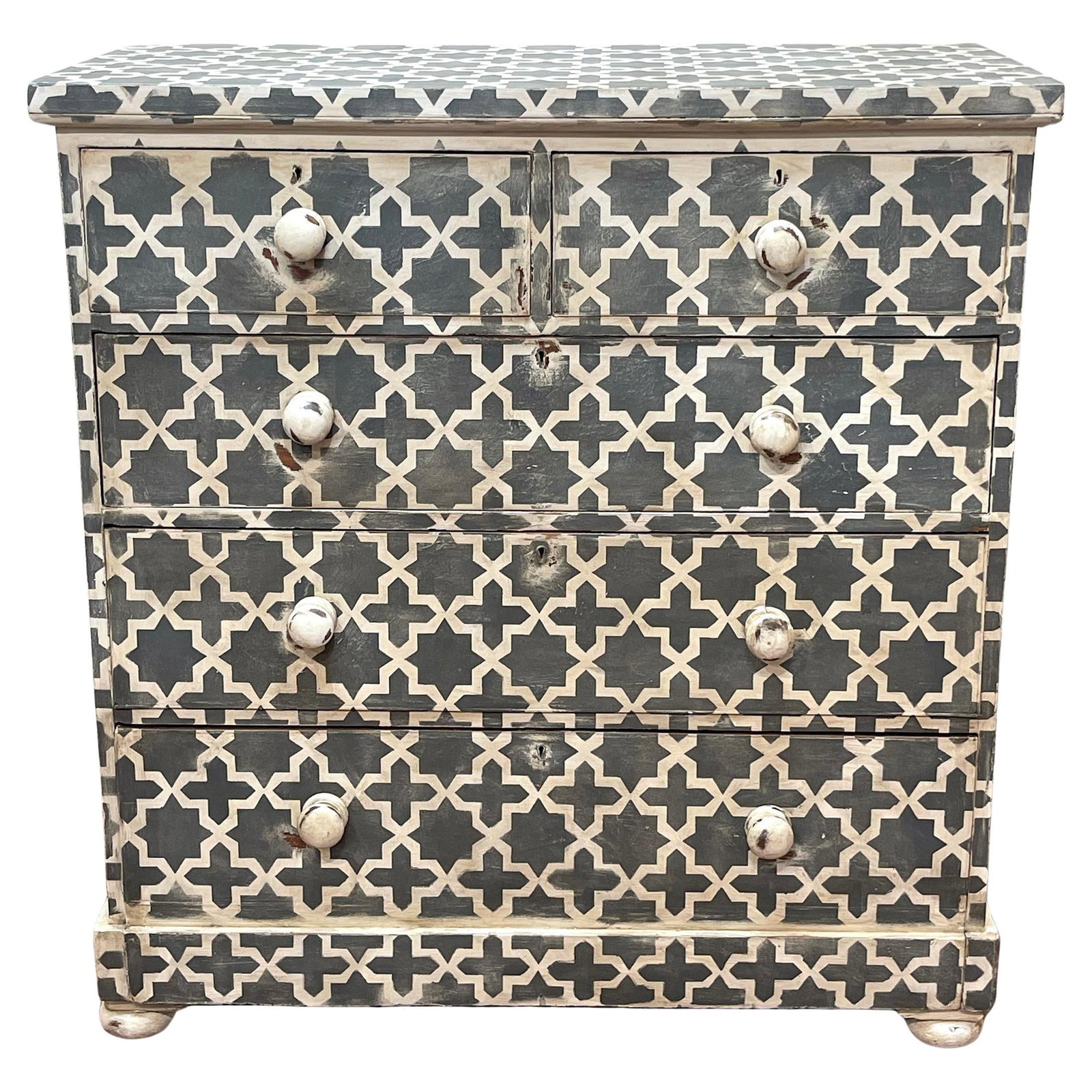 19th Century English Pine Chest with Florentine Paint Decoration (1 of 15)