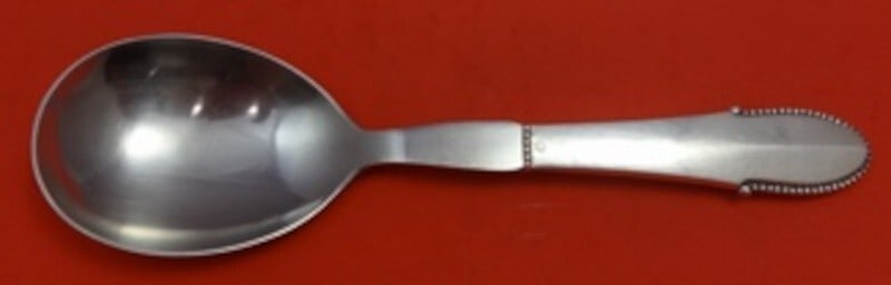 Georg Jensen Beaded Sterling Silver Salad Berry Spoon 9": Georg Jensen Beaded Sterling Silver Salad Berry Spoon 9" This exquisite salad serving spoon, or berry spoon, is crafted by Georg Jensen in the iconic Beaded pattern. Made from high-quality sterling si