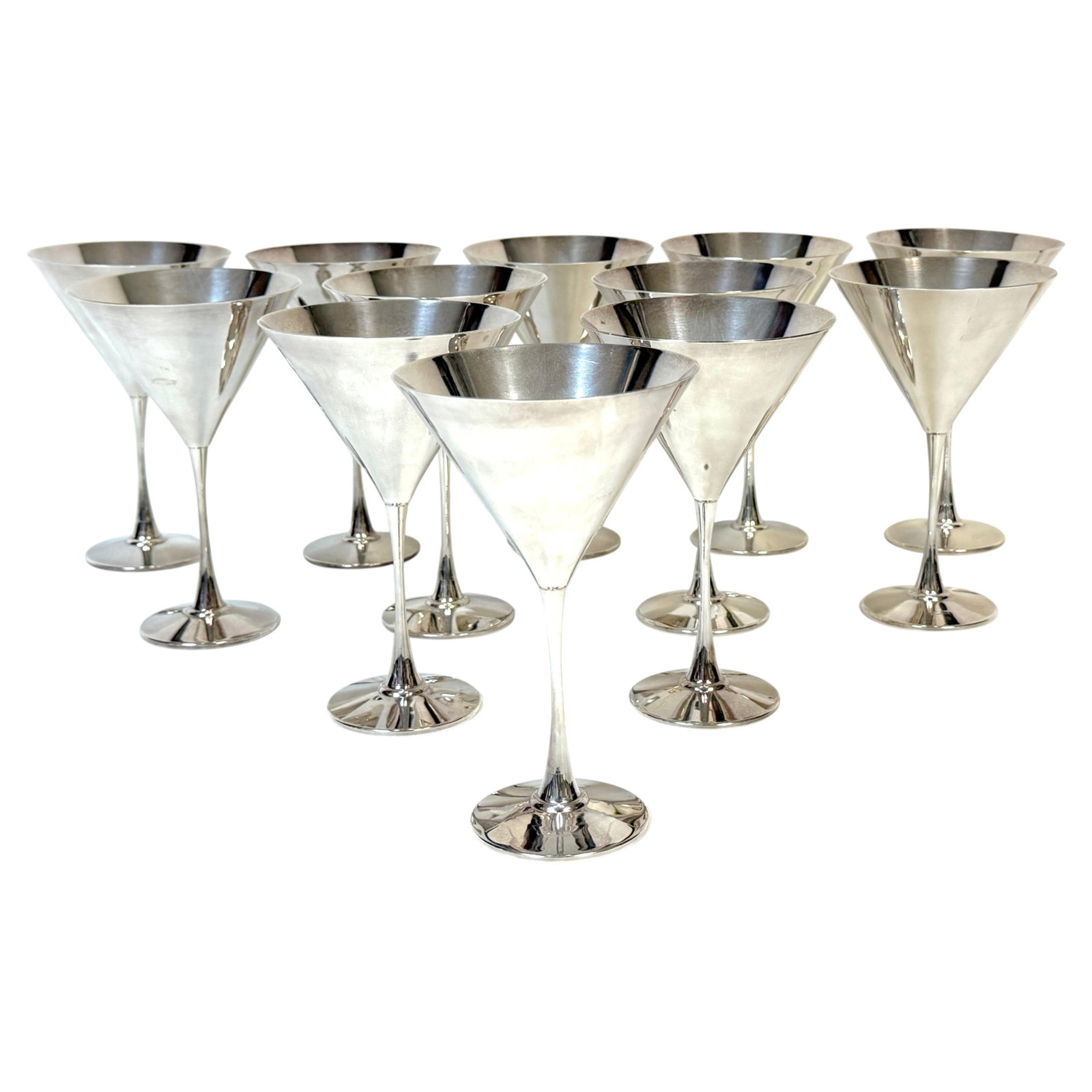 12 Silvam .900 Silver Modernist Martini Goblets Circa 1990 (1 of 15)