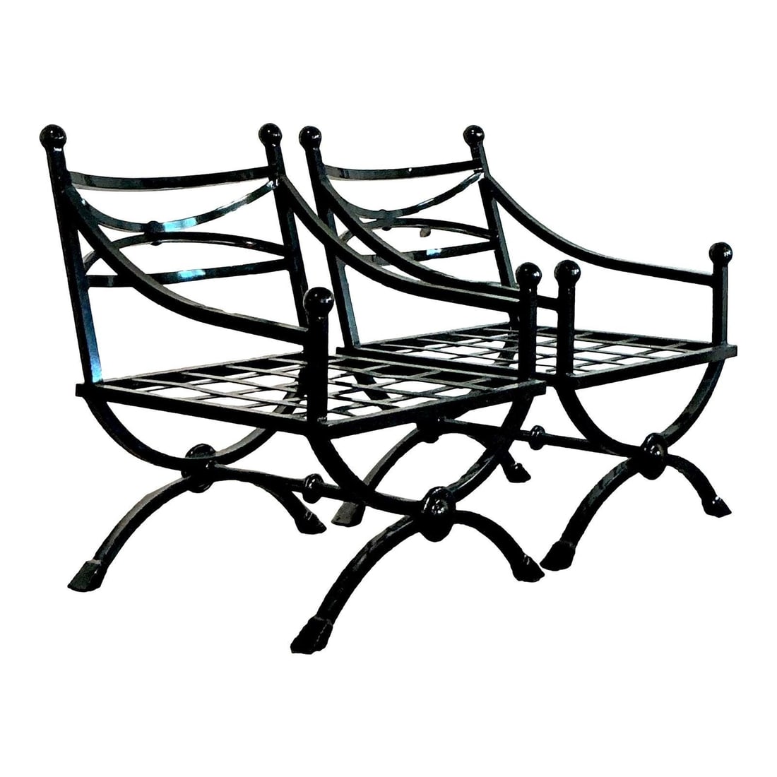Pair of Vintage Neoclassical Cast Aluminum Lounge Chairs (1 of 9)