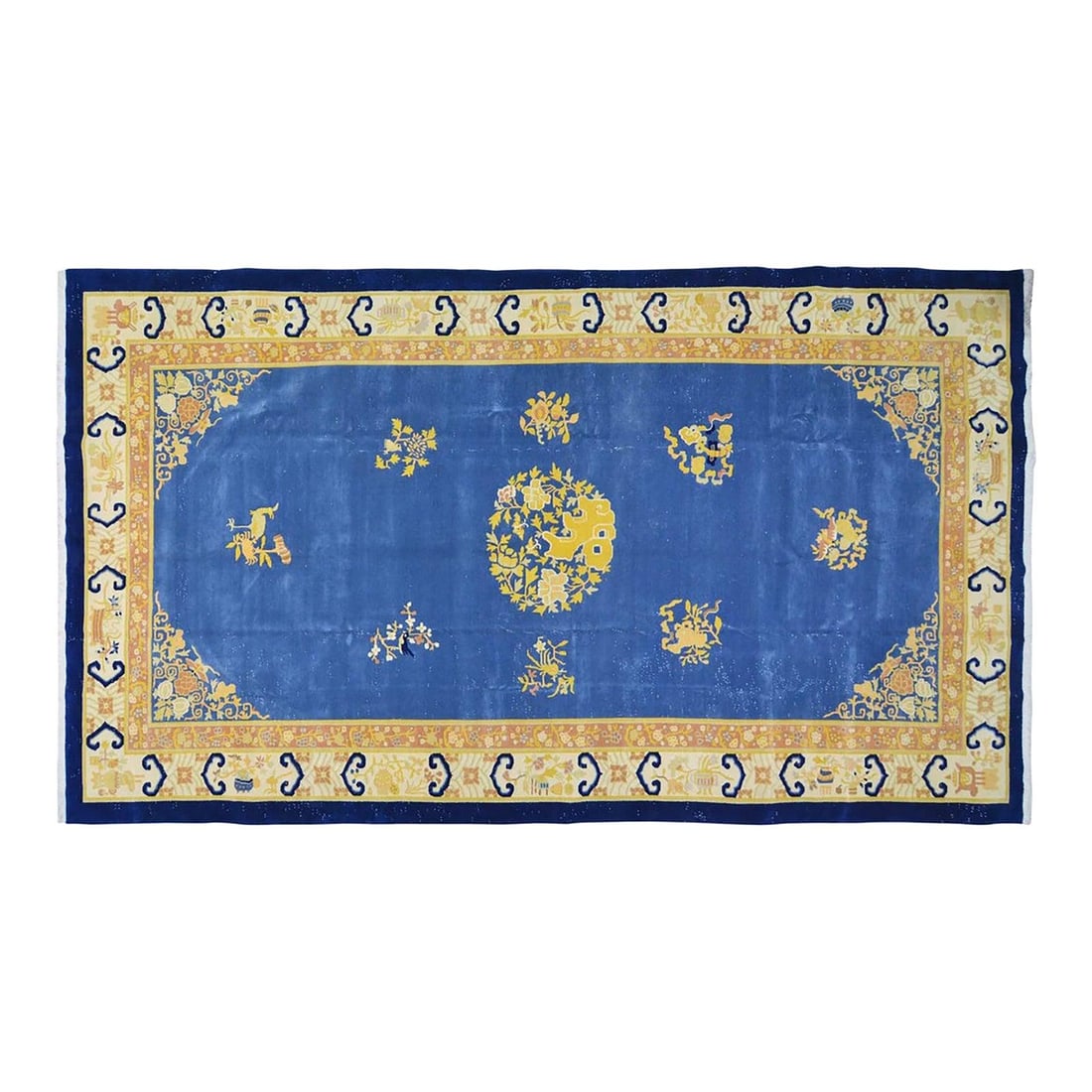 Hand-Knotted Wool Chinese Art Deco Area Rug 9'7" x 17' Vintage (1 of 4)