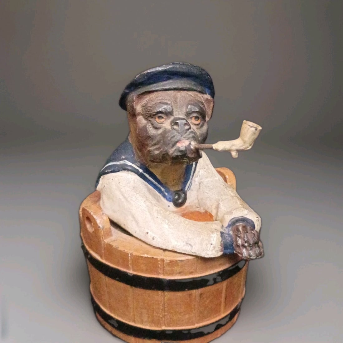 Victorian Bulldog Sailor Figural Spelter Inkwell Cold Painted (1 of 8)