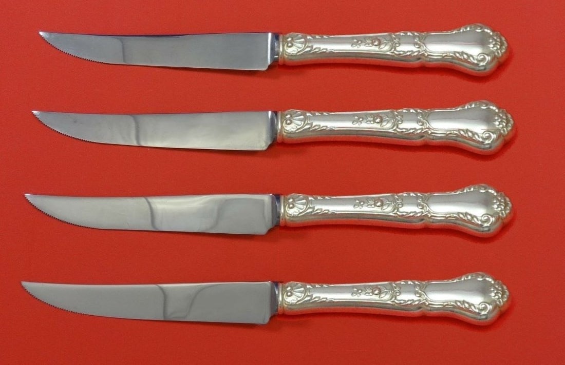 4 Gorham Baronial Old sterling steak knives HHWS 8 1/2 (1 of 2)