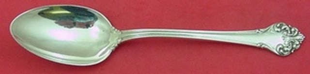 Reed and Barton Elegante L'elegante Sterling Place Soup Spoon 7": Reed and Barton Elegante L'elegante Sterling Place Soup Spoon 7" Sterling silver place soup spoon in the Elegante aka L'elegante pattern by Reed & Barton. This flatware piece dates to the 1900-1940 pe