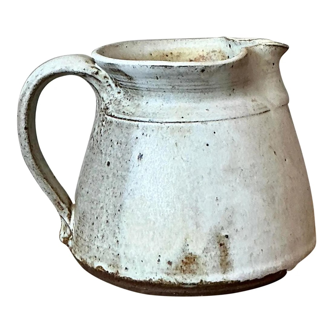 Handmade Mid-Century Signed Studio Pottery Pitcher with White Glaze (1 of 6)
