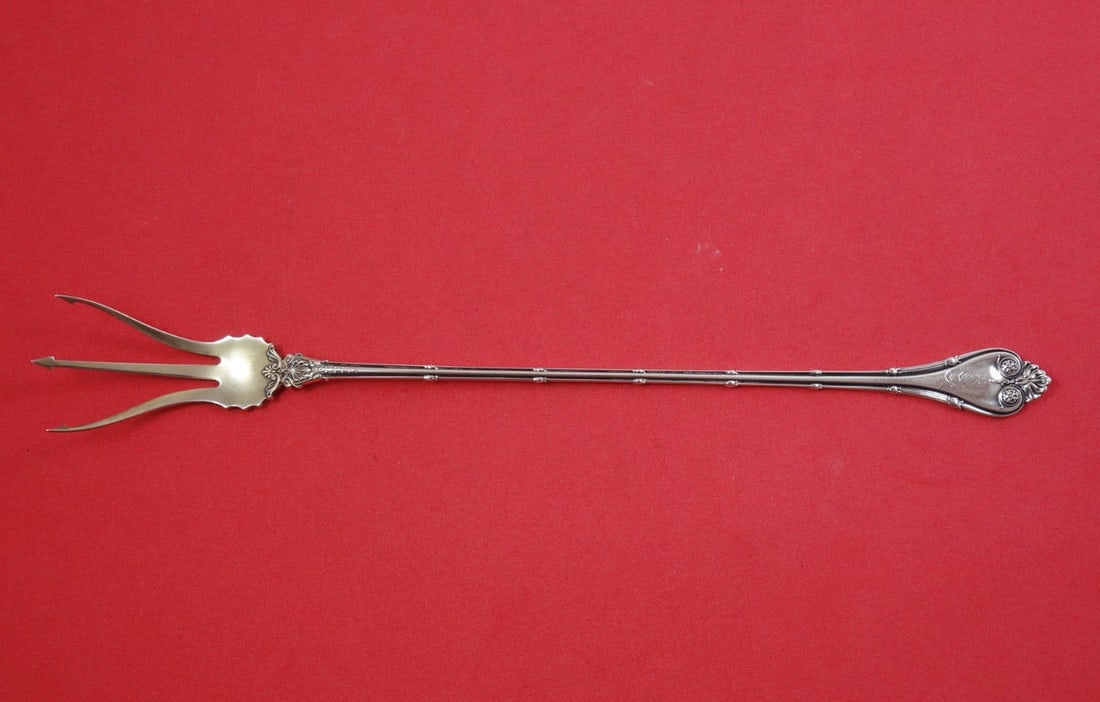 Whiting Empire Sterling Silver Lettuce Fork 9 1/4 Gold Wash (1 of 1)