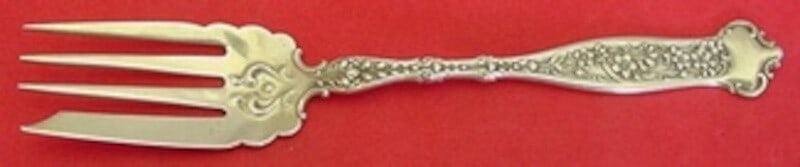 Whiting Sterling Silver 4-Tine Salad Fork Dresden Pattern 6 1/8 Inch: Whiting Sterling Silver 4-Tine Salad Fork Dresden Pattern 6 1/8 Inch This exquisite salad fork features the elegant Dresden pattern by Whiting, crafted from high-quality sterling silver. Measuring 6 1