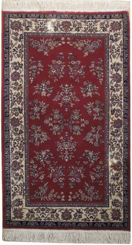 Handmade 3' x 5' Deep Red Sarouk Wool Rug: Handmade 3' x 5' Deep Red Sarouk Wool Rug Free continental US Shipping Introduce timeless elegance into your space with this exquisite 3' x 5' Deep Red Sarouk Rug. Skillfully handmade by artisans in C