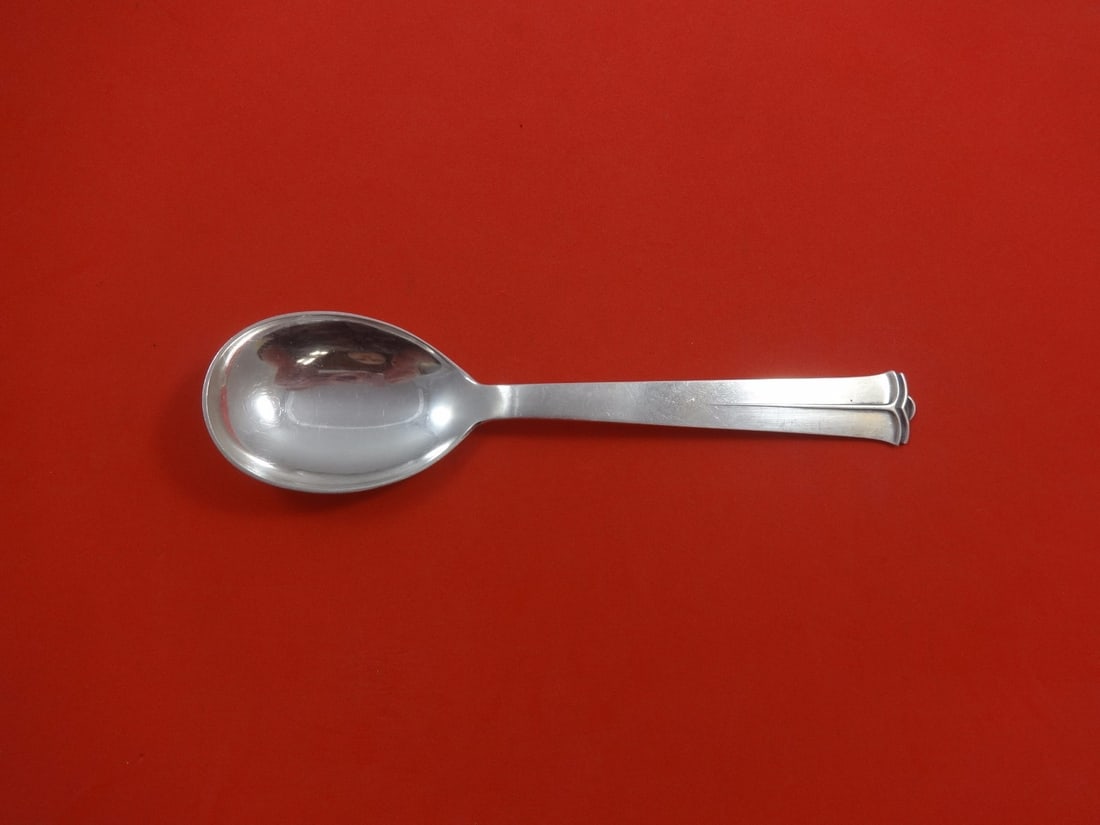 Cohr Sparta Sterling Silver Preserve Spoon Ovoid Bowl 7 5/8 Inch: Cohr Sparta Sterling Silver Preserve Spoon Ovoid Bowl 7 5/8 Inch Elevate your dining experience with the Sparta by Cohr Sterling Silver Preserve Spoon. This exquisite serving spoon features a beautifu