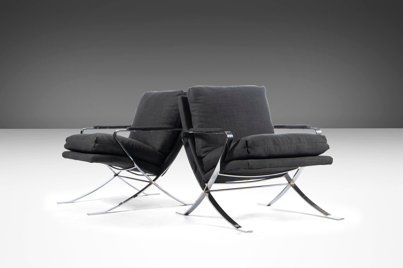Bernhardt Flair 1970s Set of 2 Chrome Lounge Chairs (1 of 10)
