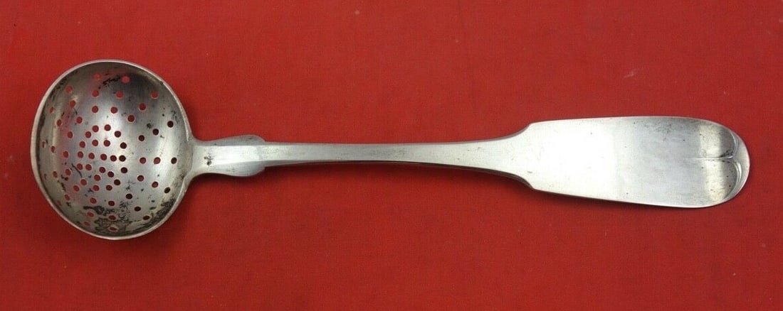 Tipt Pattern Coin Silver Sugar Sifter by JW & G Circa 1830 7 1/4 Inches: Tipt Pattern Coin Silver Sugar Sifter by JW & G Circa 1830 7 1/4 Inches This exquisite coin silver sugar sifter features the classic Tipt pattern and was crafted by various makers, including JW & G, a