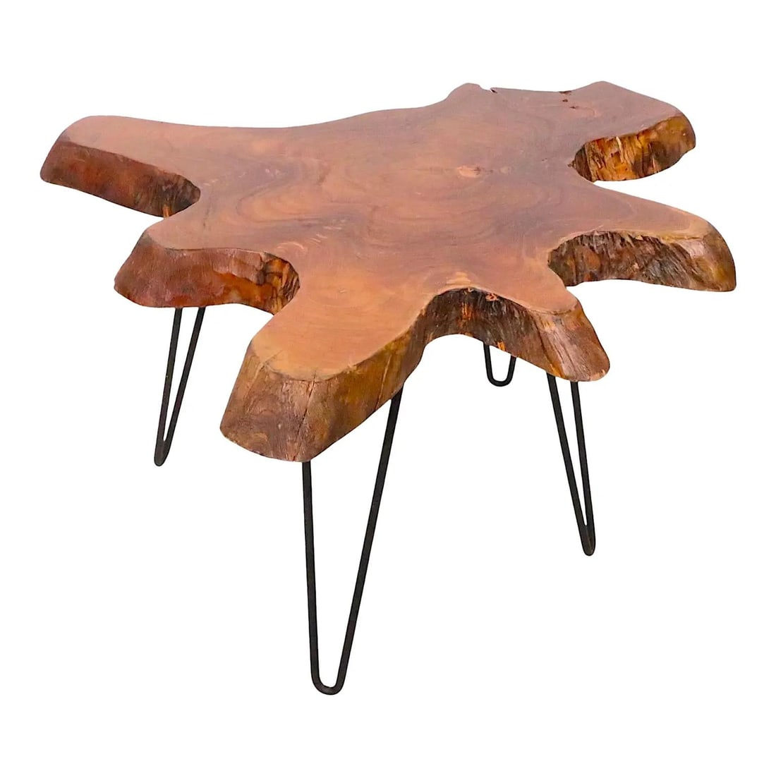 Wood Slab End Table with Iron Hairpin Legs 33.0 Wide (1 of 10)
