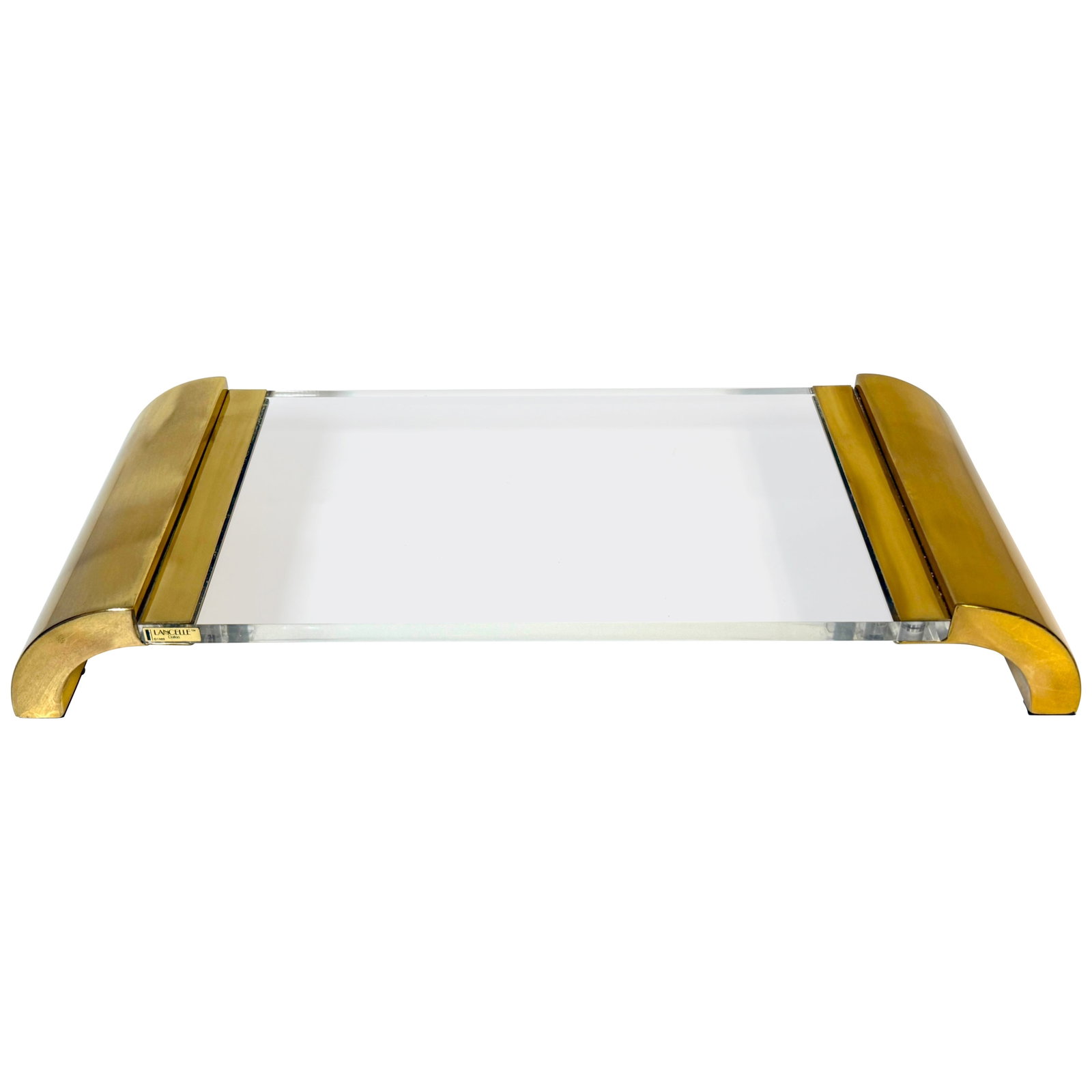Lancelle Dallas Post-Modern Brass Lucite Serving Tray Display Plateau (1 of 14)