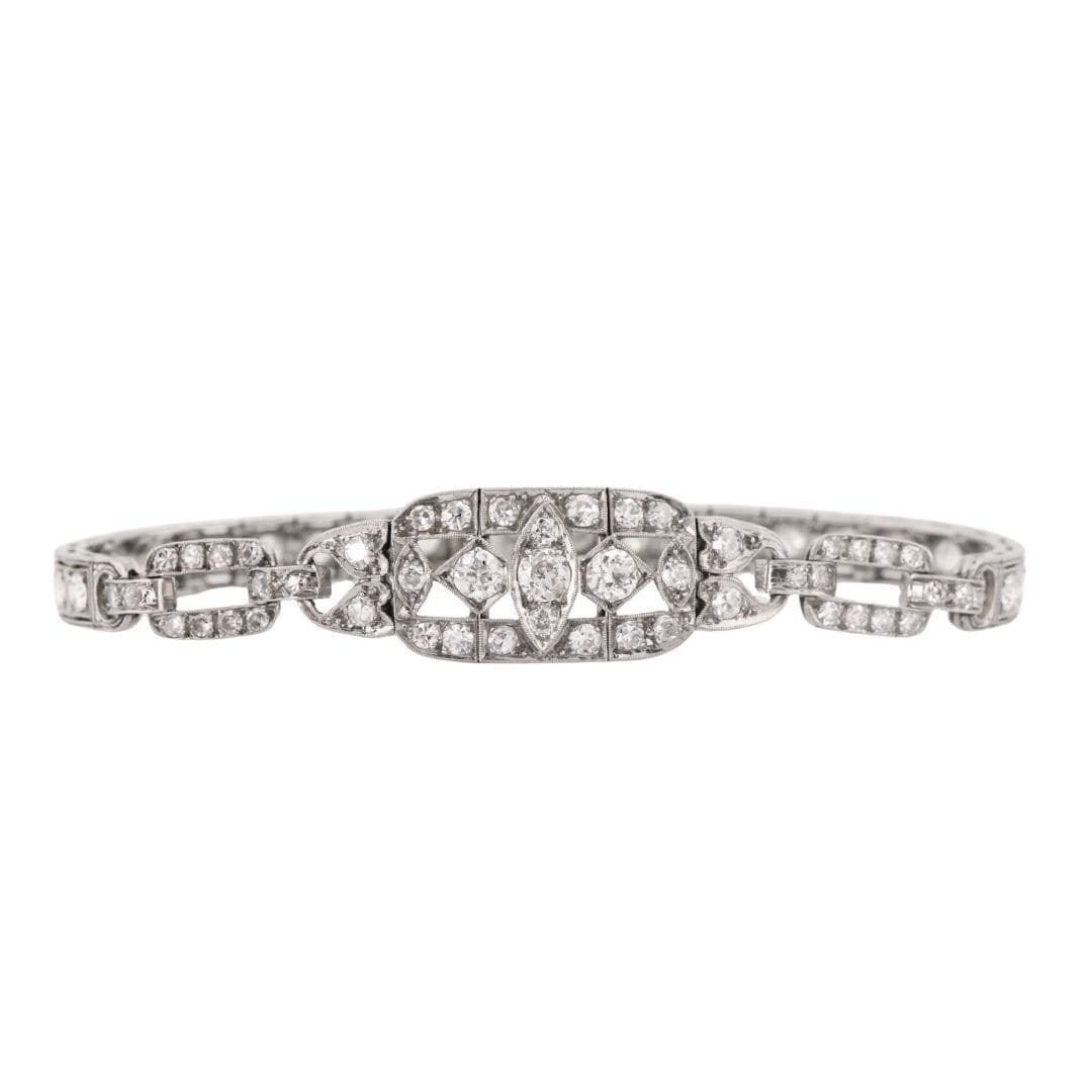 Art Deco diamond bracelet in platinum and gold with old cut stones (1 of 8)