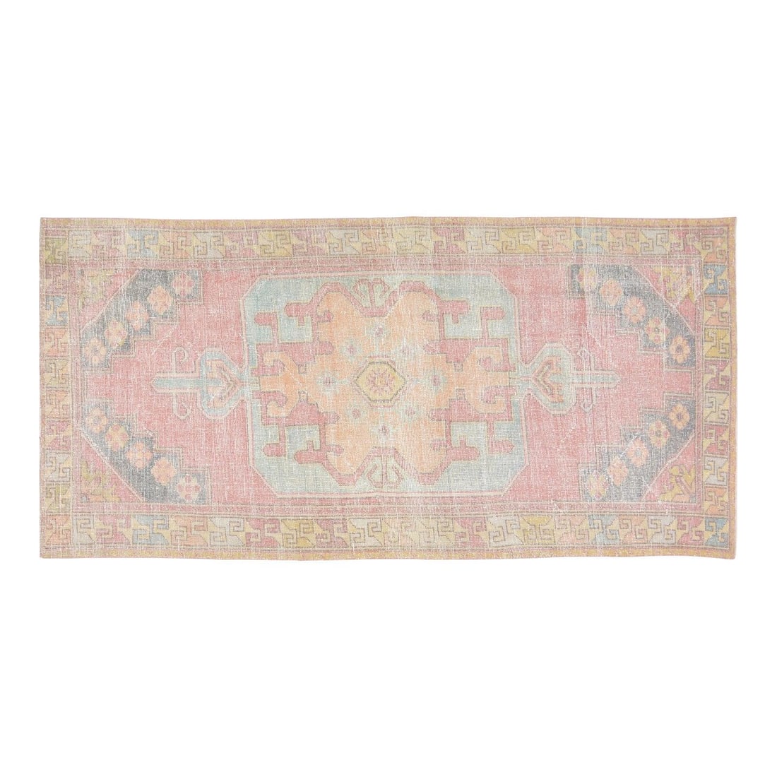 4'6" x 9'1" Hand-Knotted Wool Anatolian Rug Vintage Turkish: 4'6" x 9'1" Hand-Knotted Wool Anatolian Rug Vintage Turkish This vintage Turkish Anatolian rug is hand-knotted from wool, showcasing traditional craftsmanship combined with a modern design sensibility