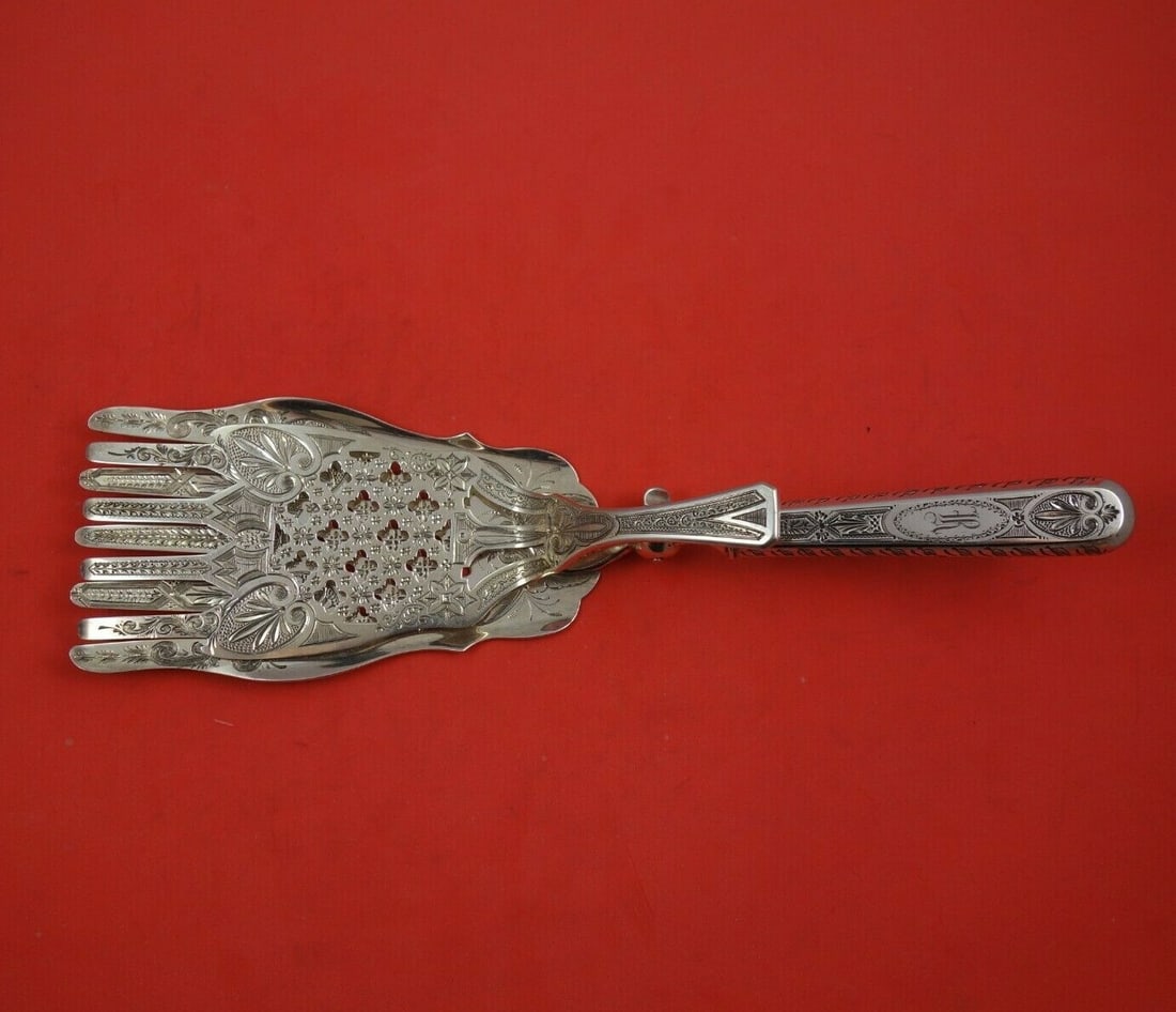 Dominick & Haff Virginia 21 Sterling Silver Asparagus Tongs Monogrammed R (1 of 3)