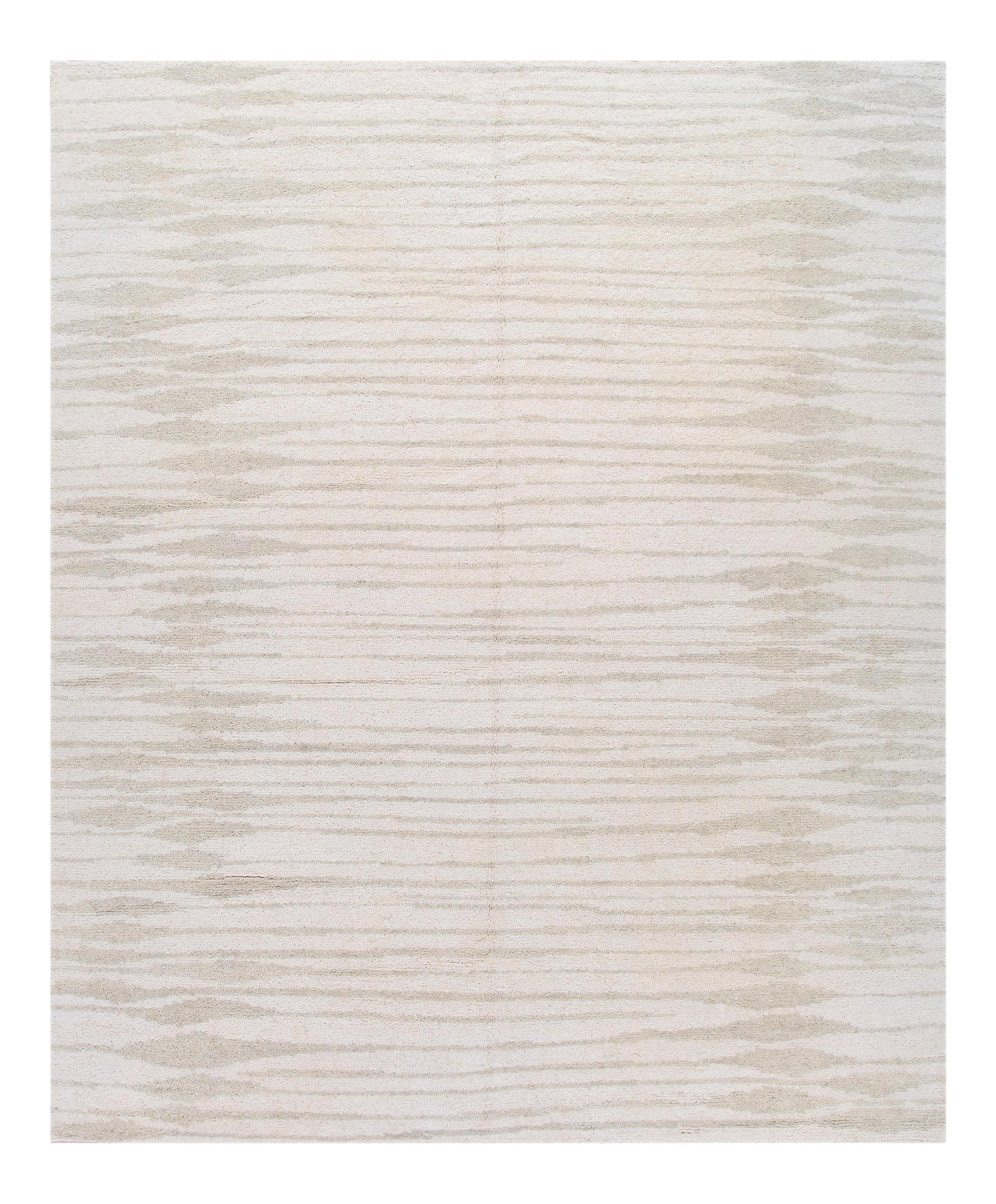 Ivory Handmade Moroccan Wool Rug 12'3 x 14'8 Geometric Design: Ivory Handmade Moroccan Wool Rug 12'3 x 14'8 Geometric Design Enhance your living space with this stunning Moroccan-style handmade wool rug. Featuring a soft ivory field, this rug is adorned with eleg