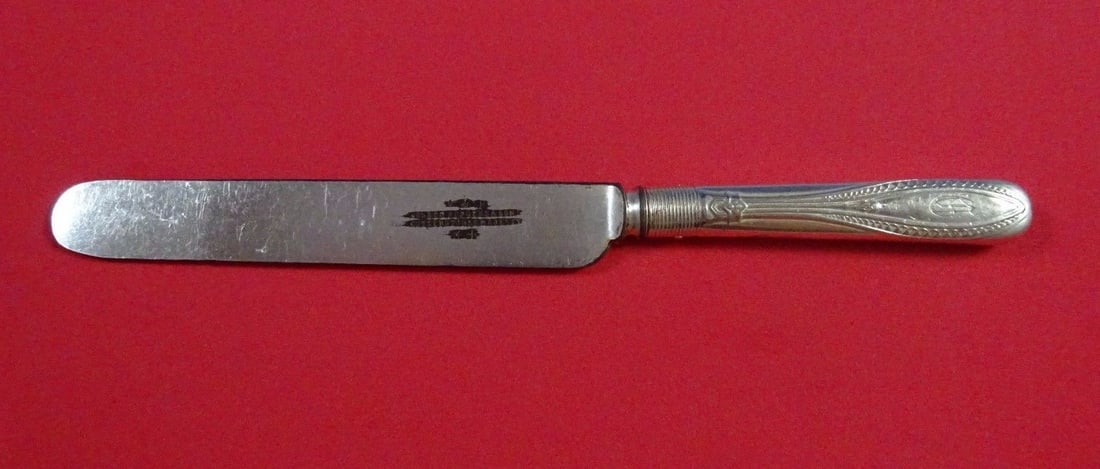 Sterling Silver Hollow Handle Dinner Knife Italian Pattern 9 1/4 Inch Blunt Blade: Sterling Silver Hollow Handle Dinner Knife Italian Pattern 9 1/4 Inch Blunt Blade This is a Whiting Italian pattern dinner knife featuring a sterling silver hollow handle and a blunt silverplated blad