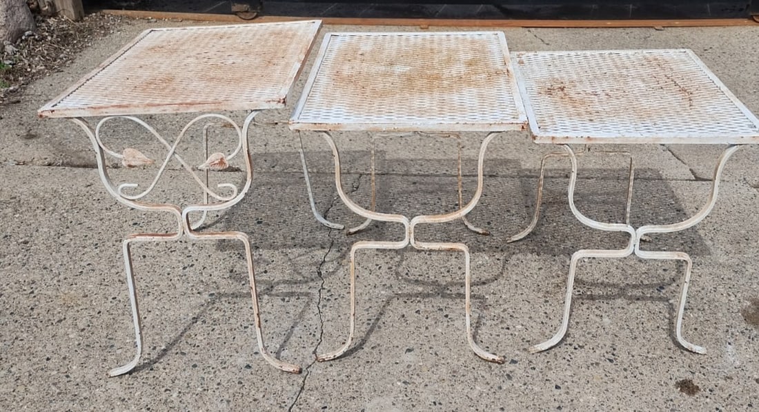 Set of 3 Mid Century Modern wrought iron nesting patio tables (1 of 6)