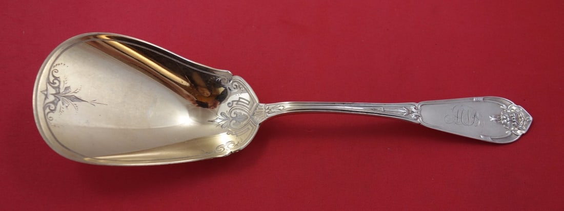 Vanderslice Gargoyle Sterling Silver Fruit Scoop 9 1/4 Rare San Francisco: Vanderslice Gargoyle Sterling Silver Fruit Scoop 9 1/4 Rare San Francisco This exquisite fruit scoop, crafted by Vanderslice, showcases the elegance of the 19th century with its sterling silver compos