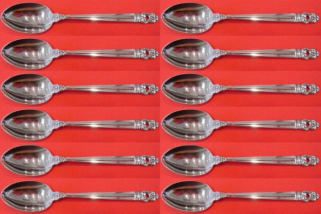 International Royal Danish Sterling Silver Demitasse Spoon Set 12 pcs (1 of 4)