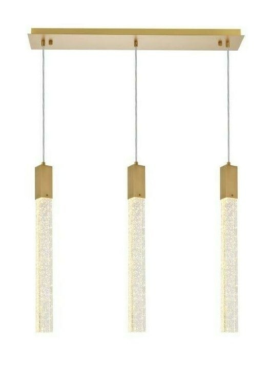 Weston Satin Gold Crystal Pendant Light 32 inch 3-Light (1 of 12)