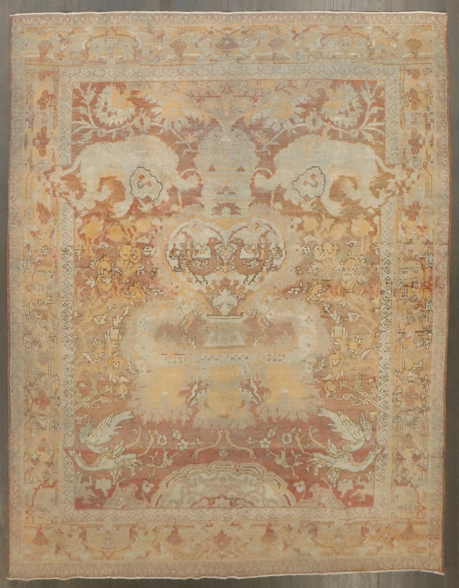 6' 1" x 7' 4" Late 19th Century Agra Animal Pictorial Carpet (1 of 7)