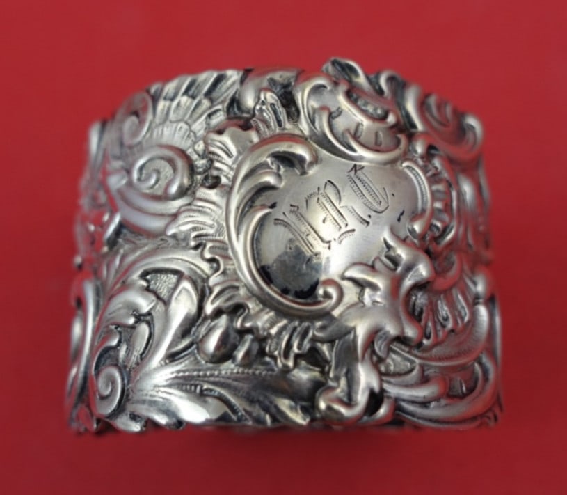 Shiebler Maintenon Sterling Silver Napkin Ring Monogrammed HRC 2" x 1 3/8" (1 of 3)