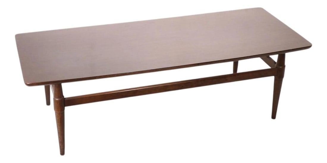 47.5 Inch Mid Century Modern Coffee Table With Faux Wood Grain Top (1 of 10)