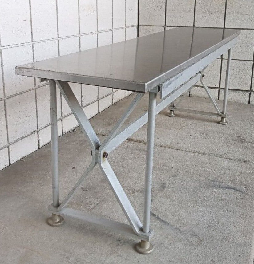 Pair of 58 inch MCM patio benches aluminum and stainless steel (1 of 12)