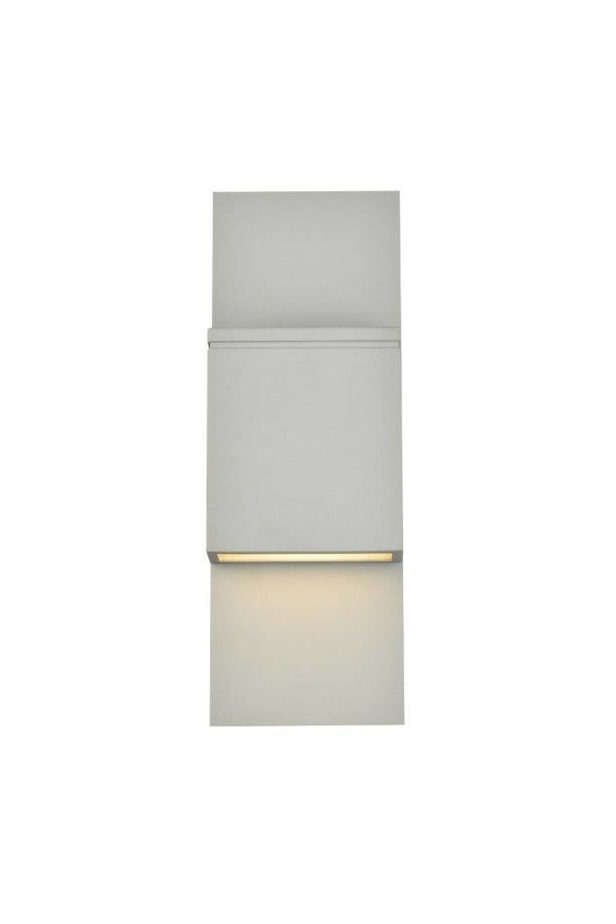 Living District Raine 17.12 in Silver Outdoor LED Wall Sconce: Living District Raine 17.12 in Silver Outdoor LED Wall Sconce Modern outdoor wall sconce with a silver finish, designed for indoor or outdoor patio and porch use. It features integrated LED lighting, 