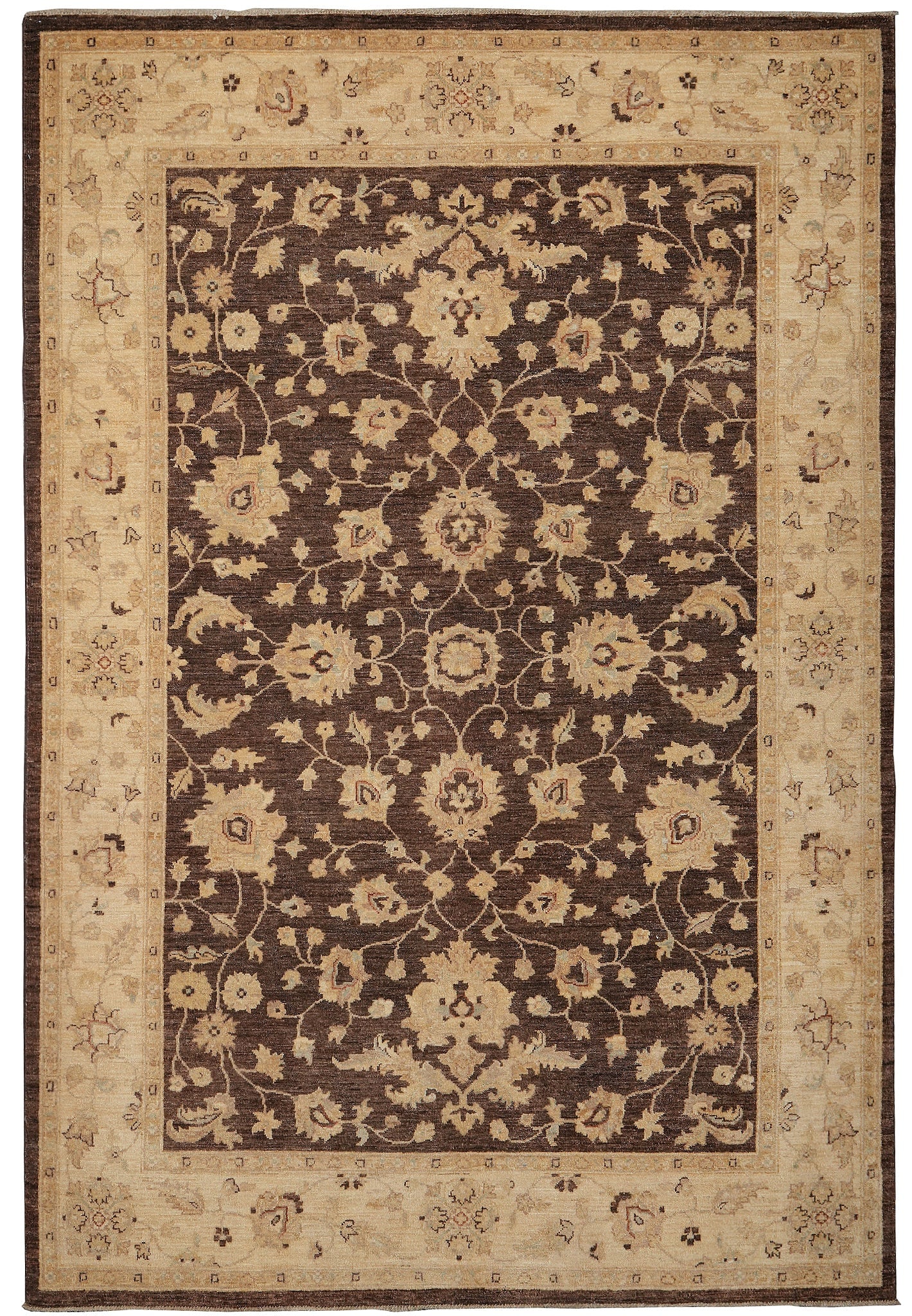 6 x 9 Chobi Handmade Fancy Rug: 6 x 9 Chobi Handmade Fancy Rug Free continental US Shipping Handmade Chobi rug with a decorative floral pattern. This 6 x 9 rug is described as high quality and features red and cream tones. Specifica