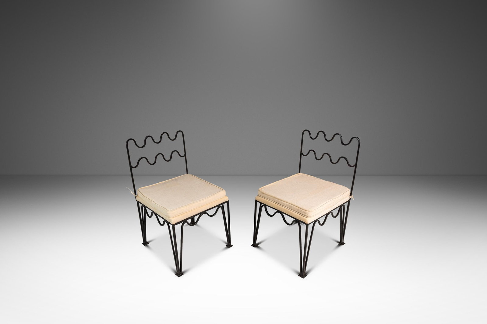 Pair of Meandre Wrought Iron Side Chairs Inspired by Jean Royere by Design Freres (1 of 18)