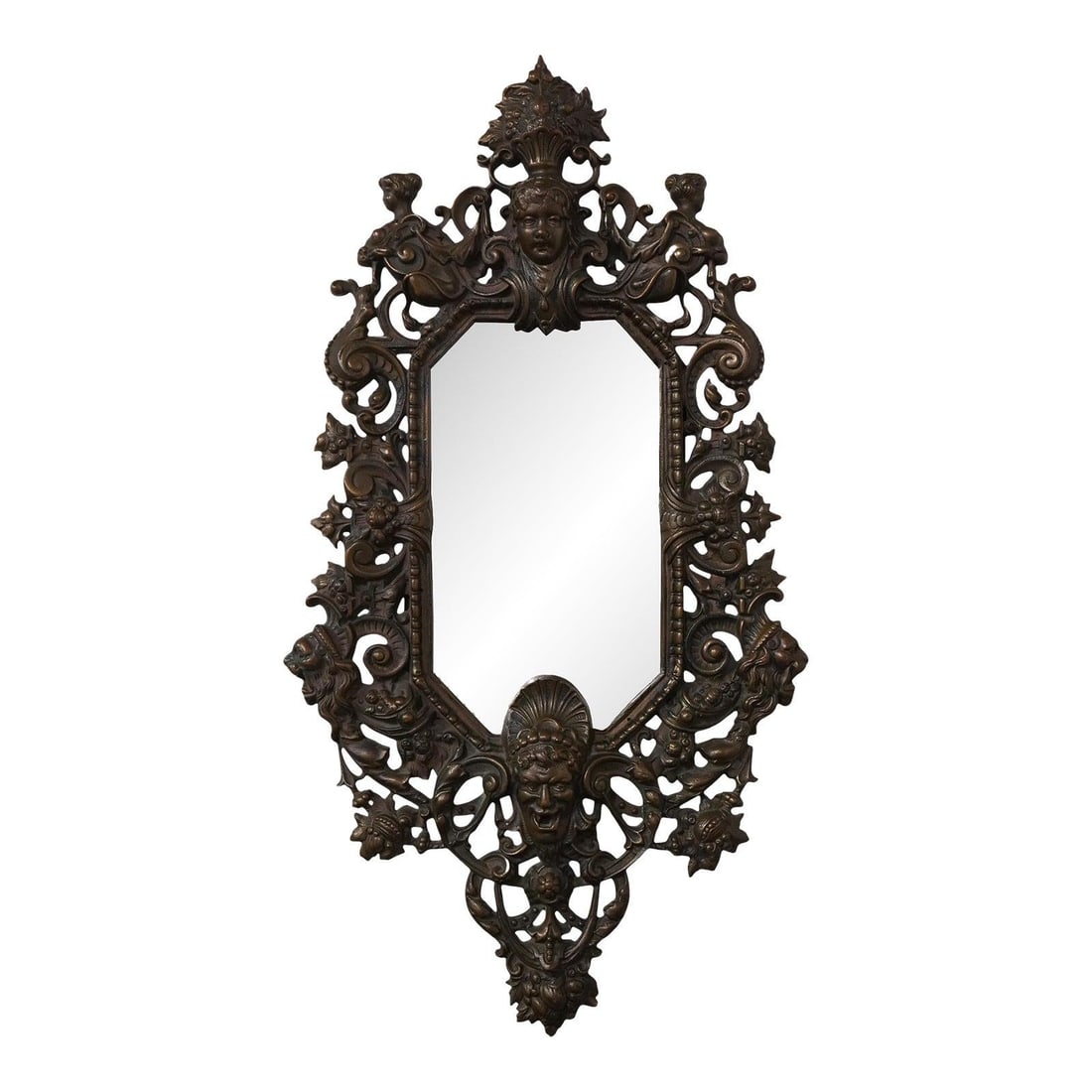 Victorian bronze wall mirror 15.5w x 2d x 29h (1 of 10)