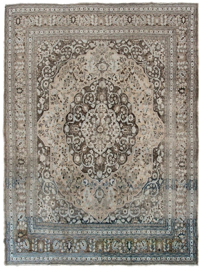Hand Knotted Antique Tabriz Wool Rug 10x13 Beige Circa 1880 (1 of 9)