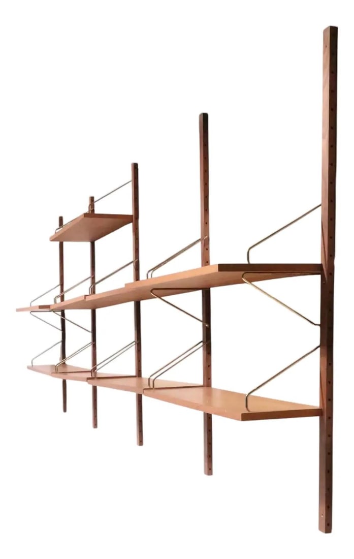 Danish Modern Teak Wall Shelving Unit 9 Shelves After Cadovius (1 of 10)