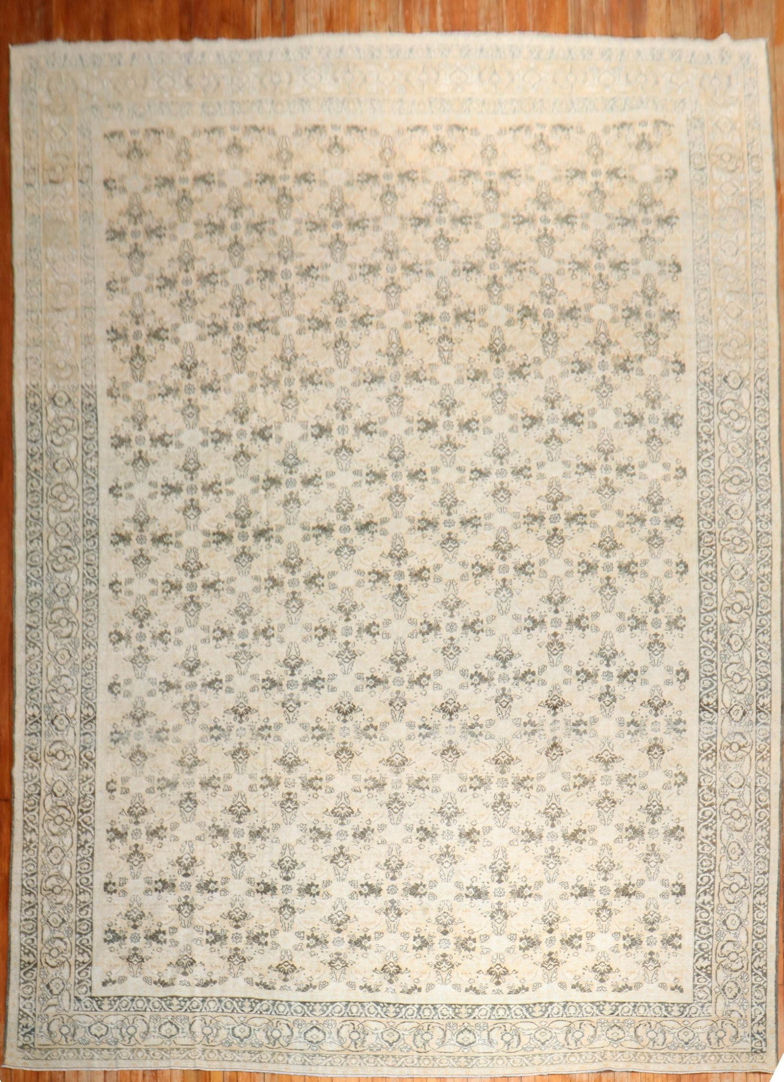 11' x 16' Persian Yazd Oversize Rug with All Over Floral Design: 11' x 16' Persian Yazd Oversize Rug with All Over Floral Design Oversize Persian Yazd rug from the 1930s featuring an all-over floral design in neutral tones. Pre-owned condition. Specifications Type: