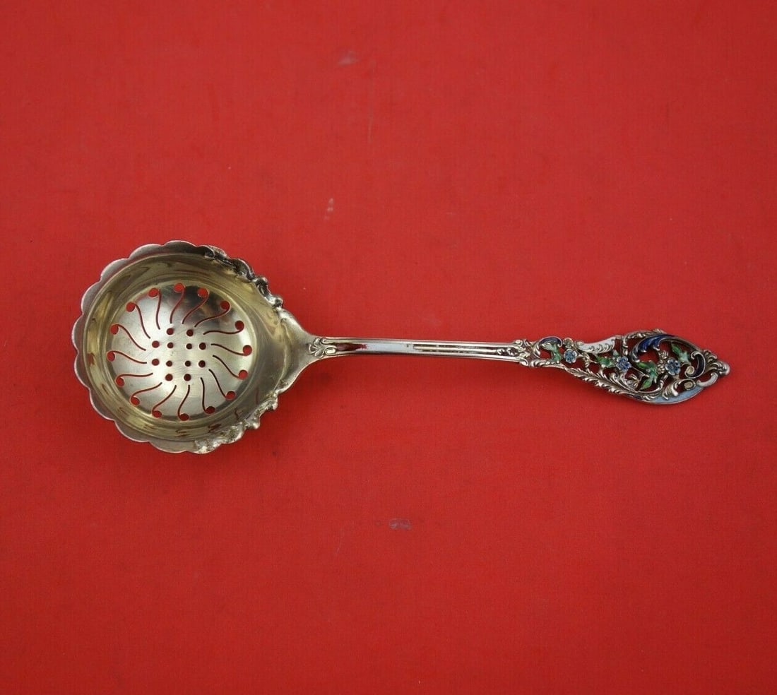 Dominick & Haff Trianon Pierced Sterling Silver Sugar Sifter Enameled Gold Wash (1 of 3)