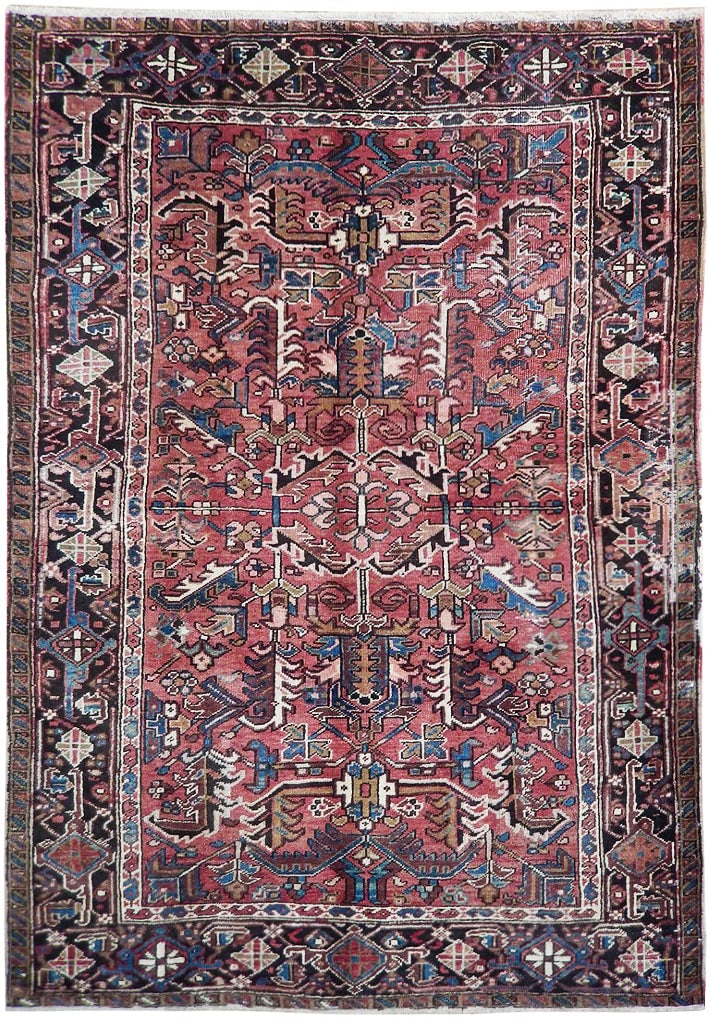 6' x 7'10" Maroon Antique Persian Heriz Area Rug Hand-Knotted Wool: 6' x 7'10" Maroon Antique Persian Heriz Area Rug Hand-Knotted Wool Free continental US Shipping Transform your living space with this exquisite 6' x 7' 10" Maroon Antique Persian Heriz Rug. This stunn