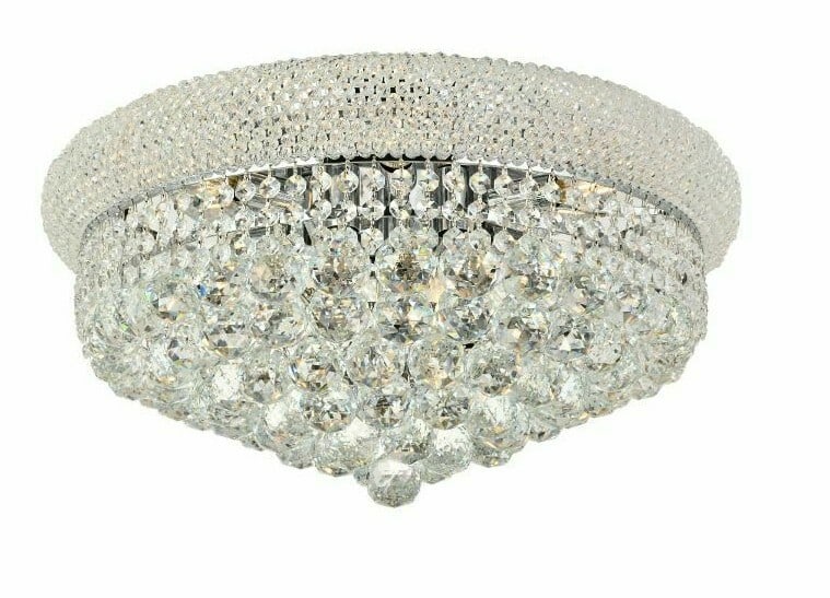 10 Light Crystal Semi Flush Chrome Chandelier 20 Inch Primo (1 of 8)