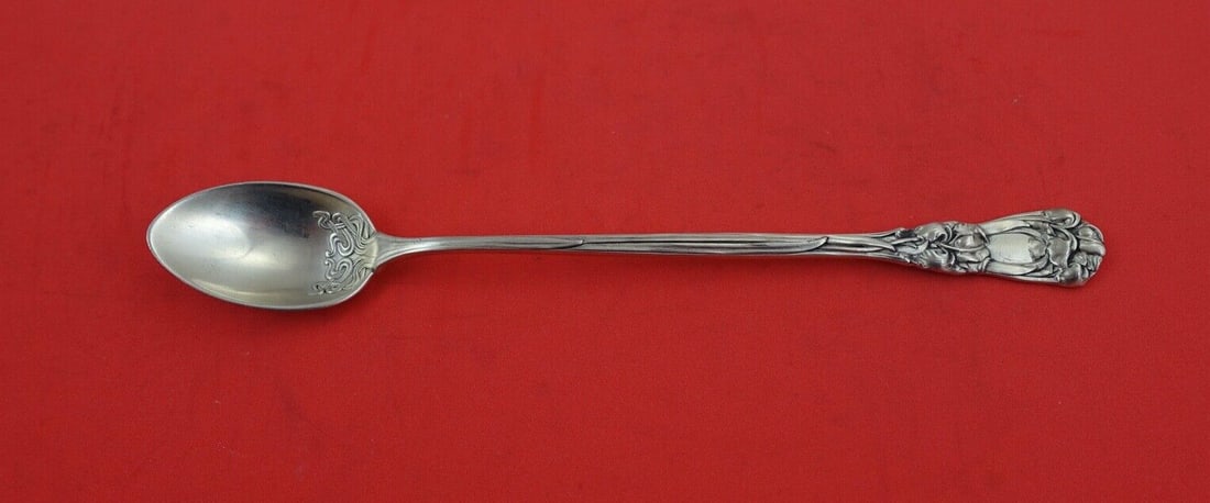 Durgin-Gorham Sterling Silver Iris Iced Tea Spoon Rare 7 5/8": Durgin-Gorham Sterling Silver Iris Iced Tea Spoon Rare 7 5/8" Experience the elegance of the Iris pattern with this exquisite iced tea spoon crafted by Durgin-Gorham. Made of high-quality sterling sil