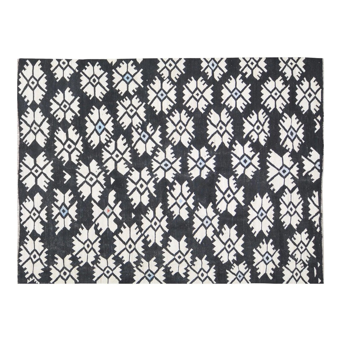 Turkish Contemporary Kilim Rug Organic Wool Black Flatweave 8' X 11'2" (1 of 7)
